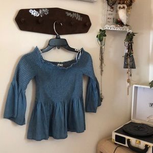 AGACI peplum off shoulder top